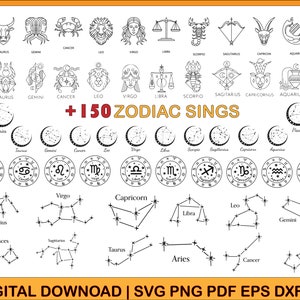 Pakiet SVG Znaki Zodiaku, Pakiet SVG Horoskopu, Niebiański Znak Gwiazd SVG, Konstelacja Zodiaku Svg, Clipart Png Znaki Zodiaku, Prezent Horoskopu
