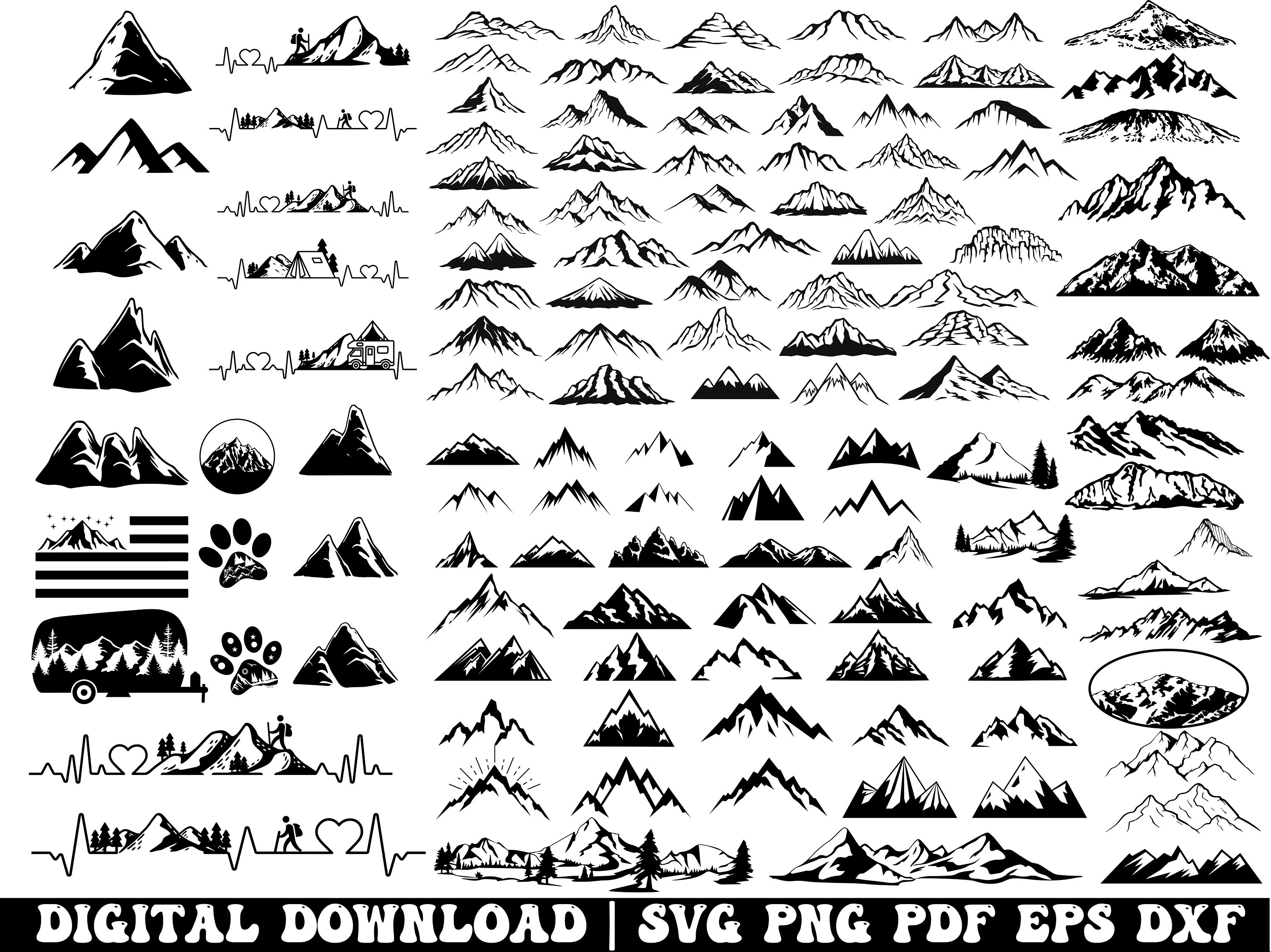 Mountains SVG PNG Trees svg Forest Svg Cricut Mountain svg clipart Silhouette svg cut file Outdoor svg Travel svg Landscape svg Hiking Svg