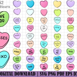 Candy Hearts SVG Clipart, Valentine's Day Cricut (digital Download) - Etsy