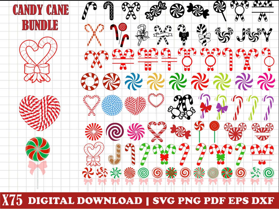 Candy Cane SVG, Candy Canes Clipart, Candy Cane With Bow, Christmas ...
