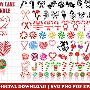 Candy Cane SVG, Candy Canes Clipart, Candy Cane with Bow, Christmas Sweets Svg, Holiday Peppermint PNG, Mints, Holiday Candy Stick Svg image 1