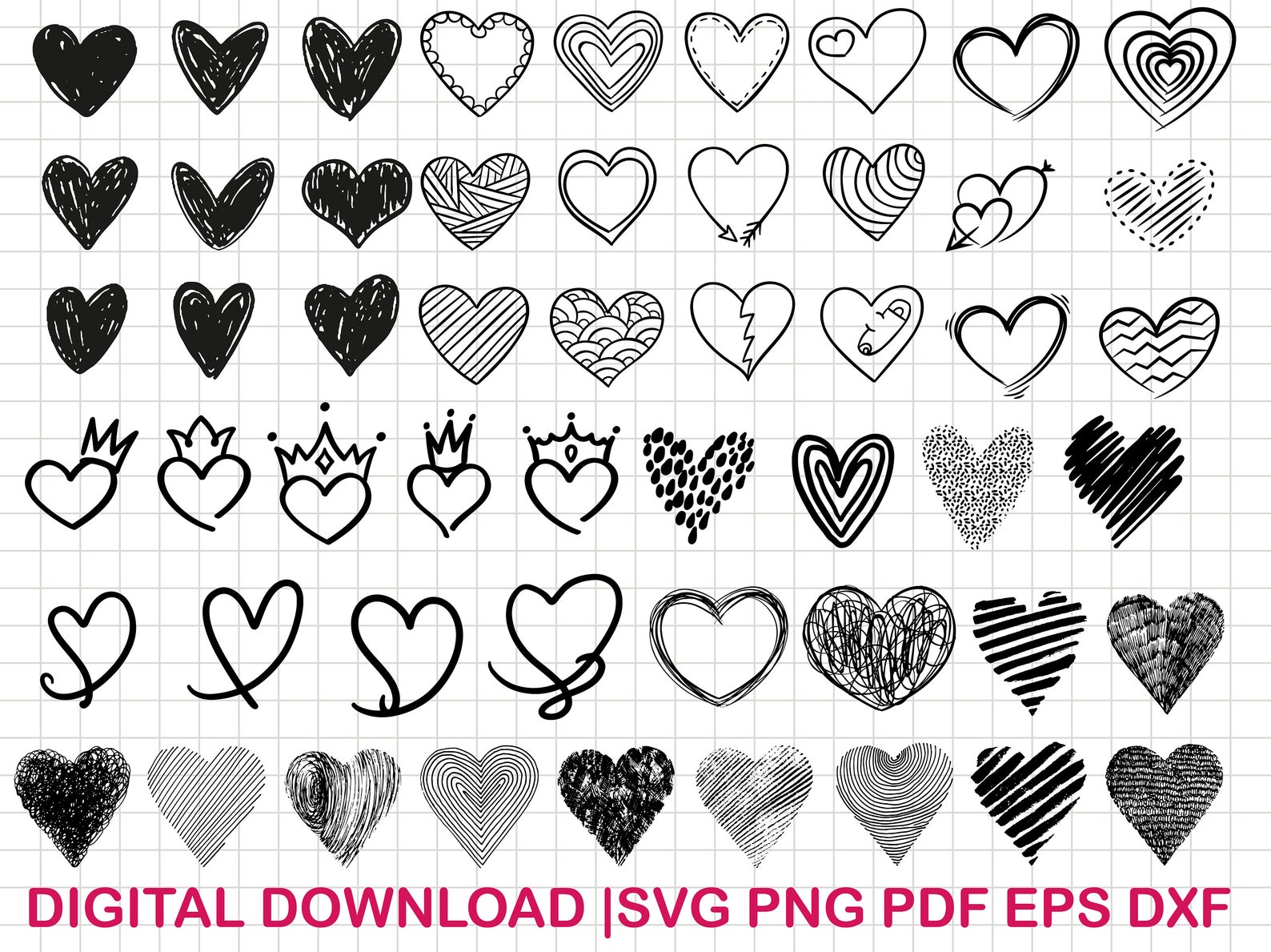 Heart Svg Bundle, Heart Svg, Hand Drawn Heart Svg, Open Heart Svg ...