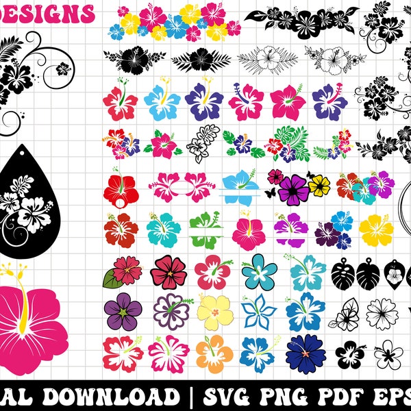 Blumen svg, Blume svg, Hibiskus svg, tropische Blume svg, hawaiische Blume svg, Hawaii svg, geschnittene Datei für Cricut und Silhouette