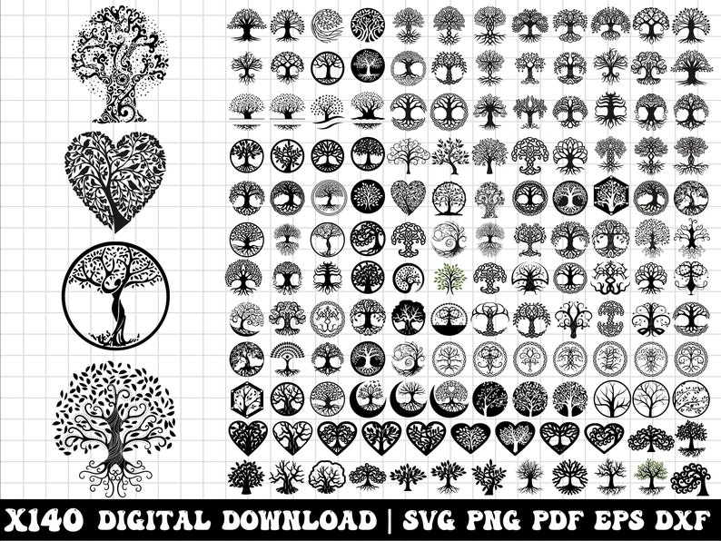 Albero della vita Svg, Clipart albero della vita, Albero della vita Svg taglia file per Cricut, Albero celtico della vita svg, Riunione di famiglia SVG immagine 1