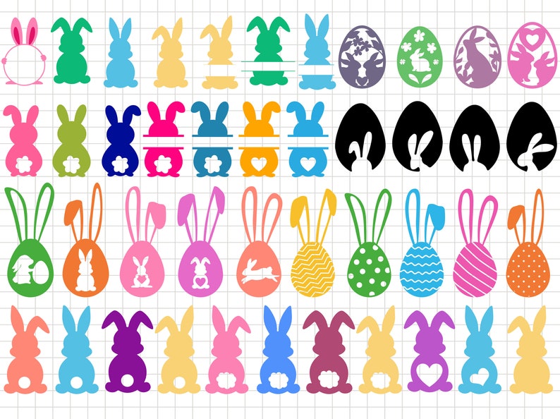 Easter Bunny SVG Bundle, Rabbit Outline Silhouette (digital Download ...