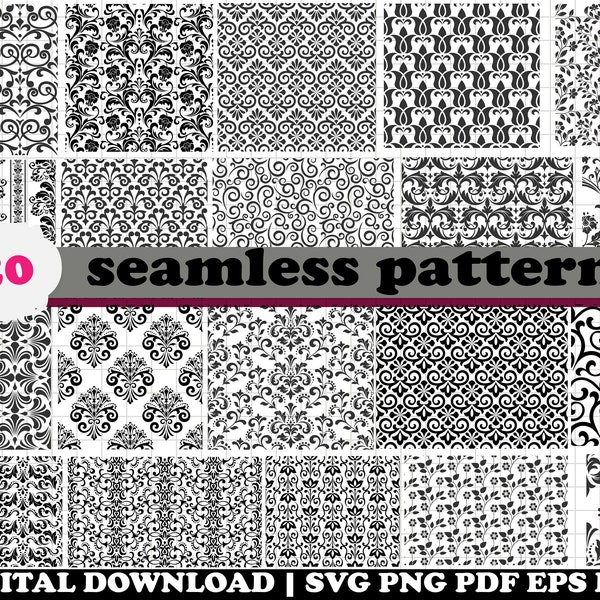 Seamless Patterns SVG Bundle, Cuir outillé svg, gobelet sans couture png, enveloppement de gobelet png, motif occidental svg, png, dxf, pdf