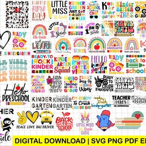 Back to School Svg Bundle Kindergarten Svg Kindergarten Png 1st Grade Svg First Grade Svg Second Third Fourth Svg School Shirt Svg Vibes