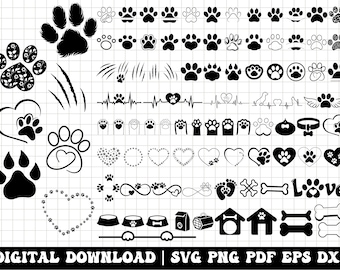 Paw Print SVG, pies Paw SVG, pies SVG, Paw SVG, Animal Paw SVG, kot Paw SVG, plik cięcia wydruku łapy psa, plik cięcia wydruku łapy, druk zwierząt SVG