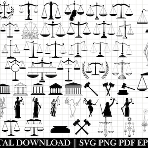 Justice SVG Bundle, Scale Of Justice SVG, Law Svg, Lady Justice Svg, Judge Svg, Gavel Svg, Courthouse SVG, Tribunal Svg, Justice Scales