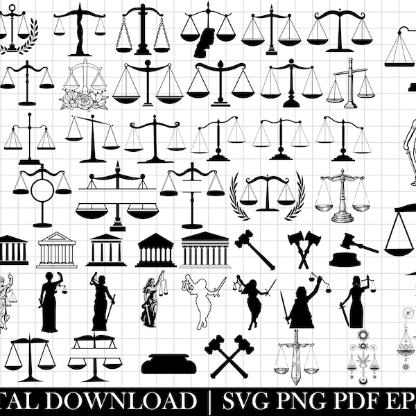 Justice SVG Bundle, Scale Of Justice SVG, Law Svg, Lady Justice Svg, Judge Svg, Gavel Svg, Courthouse SVG, Tribunal Svg, Justice Scales