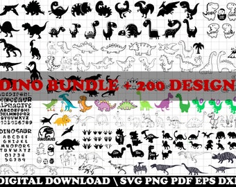 Dinosaur SVG Bundle, Cute Dinosaur Cut Files (Digital Download)