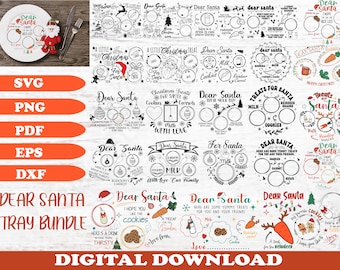 Caro pacchetto SVG vassoio di Babbo Natale, Natale in formato SVG, vassoio di Babbo Natale in formato SVG, piatto di Babbo Natale in formato SVG, biscotti al latte di Babbo Natale in formato SVG, biscotti per Babbo Natale in formato SVG, carota in formato SVG Cricut