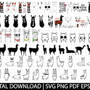 Llama SVG Bundle, Llama Aviator Sunglasses SVG, Llama Svg, Alpaca Svg, No Drama Llama SVG, Funny Llama Svg, cute Llama , face Llama