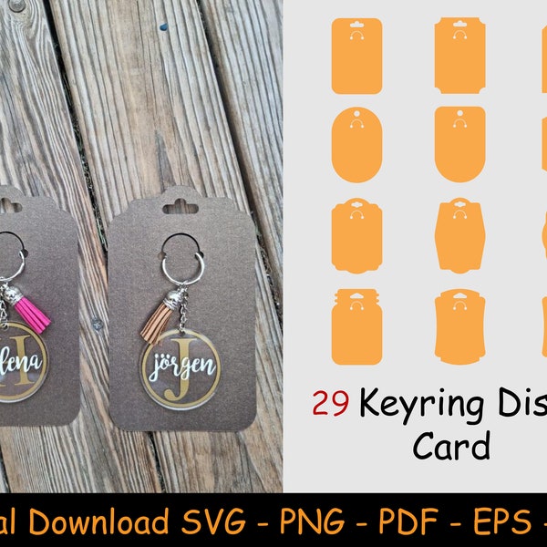 Schlüsselanhänger Display Card svg Bundle, Keyring Display Card Template, Keychain Packaging, Key Ring Tag, Keychain holder svg, Cut files cricu