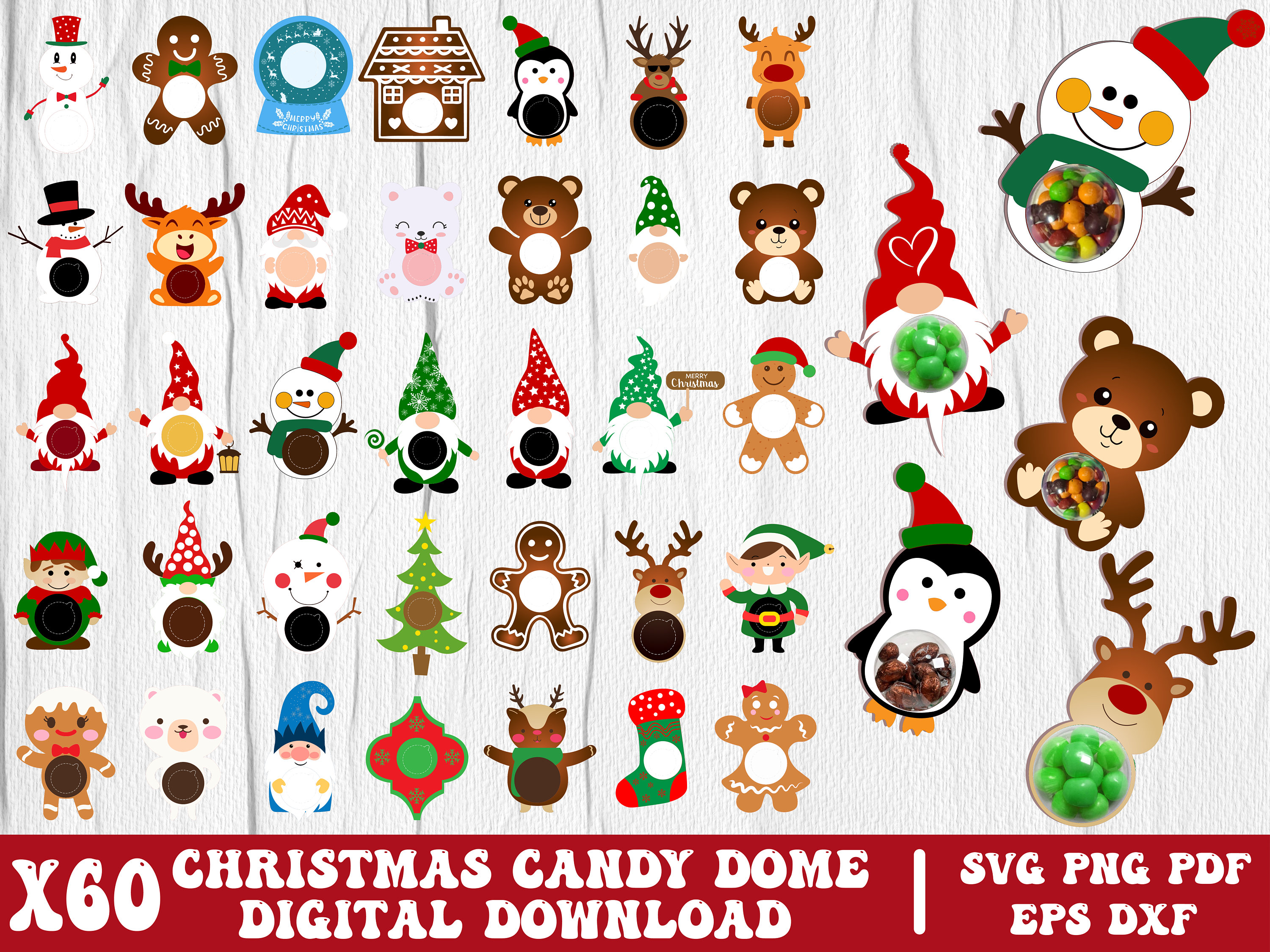 Stuffer Svg Christmas Candy Dome SVG Bundle, Candy Ornaments SVG, Party Favor ...