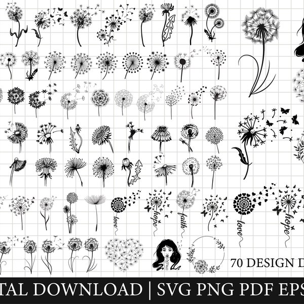 Dandelion Svg Bundle, Dandelion Svg, Dandelion Png, Blow Me Svg, Just Breathe Svg, Dandelion Blowing Svg, Kindness Svg, Dandelion Cut File