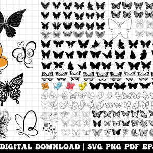 Borboleta Svg, Pacote Svg! Modelo de corte de papel de borboletas, corte a laser de borboleta, arquivo de corte de borboleta, corte de papel, para silhueta, cricut