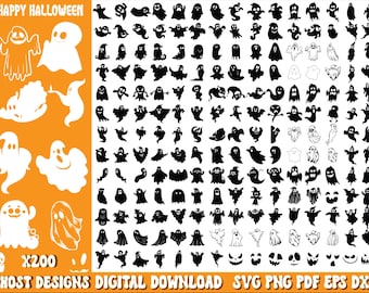 Ghost SVG Bundle: Spooky Halloween Digital Download (svg, png, pdf, eps)