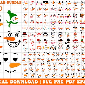 Snowman Faces SVG Big Bundle | Snowman SVG | Snowman Clipart| Christmas Svg| Snowman Bundle Svg| Snowman Vector| Christmas Elements png