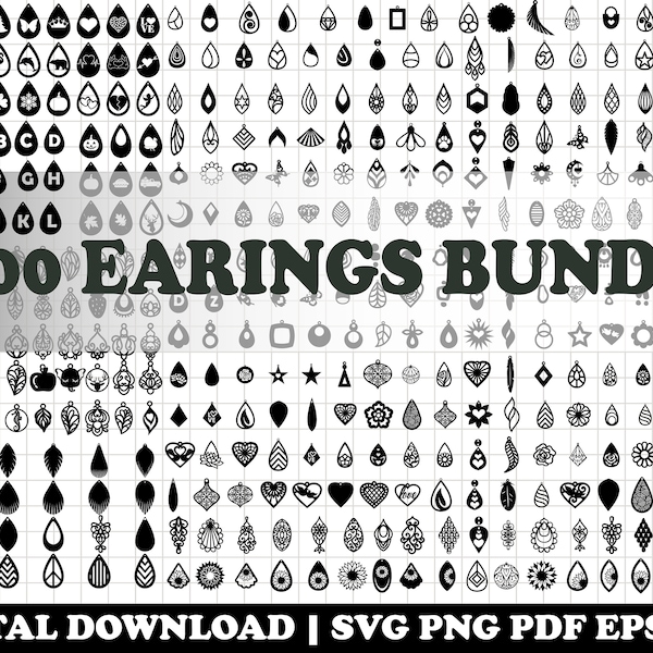 EARRINGS SVG Bundle, Earring SVG bundle, Earring cut patterns, Leather Earring svg, Earring Cricut Files, Mega Bundle, Digital File
