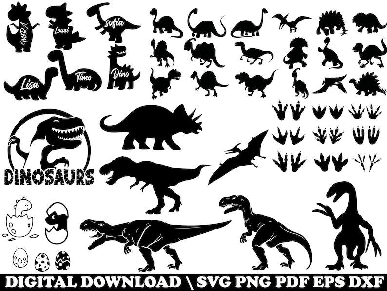 Dinosaur SVG Bundle, Cute Dinosaur Cut Files (digital Download) - Etsy