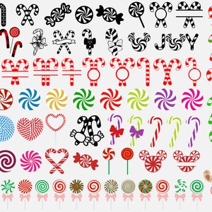 Candy Cane SVG, Candy Canes Clipart, Candy Cane with Bow, Christmas Sweets Svg, Holiday Peppermint PNG, Mints, Holiday Candy Stick Svg image 2