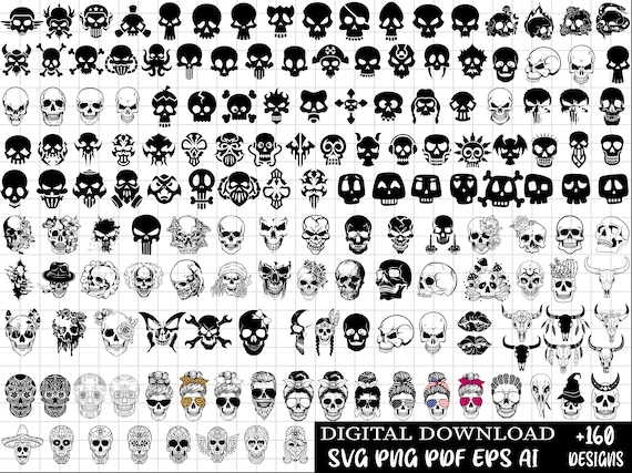 Skull svg bundle, skull png files, sugar skulls svg, skull clipart, Svg for cricut, Instant download