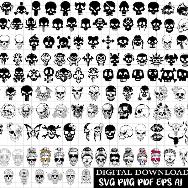 Skull svg bundle, skull png files, sugar skulls svg, skull clipart, Svg for cricut, Instant download