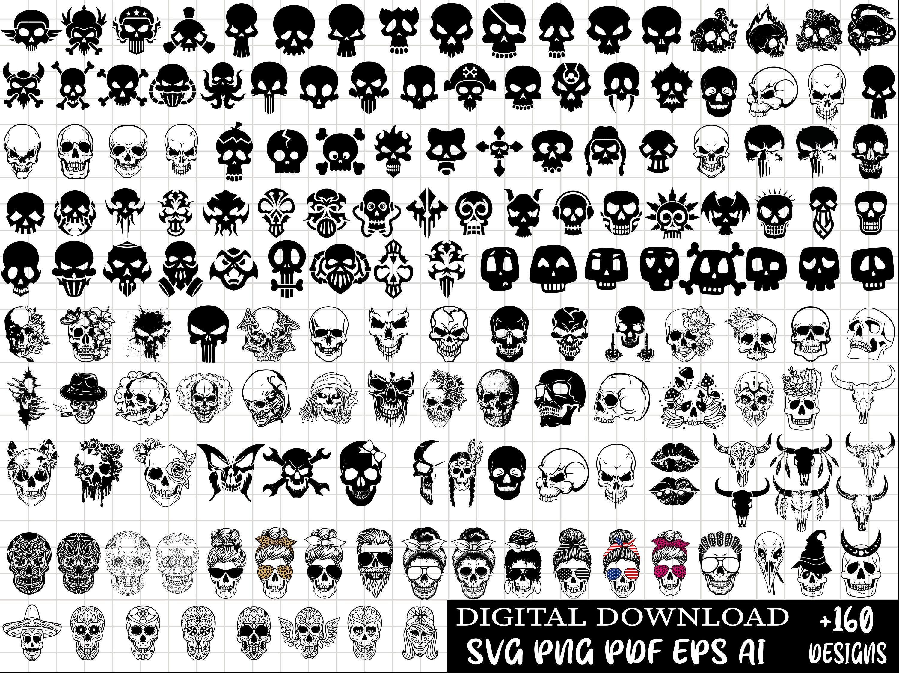 Skull Svg Bundle Skull Png Files Sugar Skulls Svg Skull - Etsy Australia