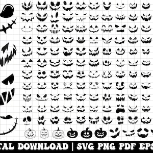 Kürbis Gesicht SVG Bundle, Kürbis Gesicht PNG Bundle, Kürbis Gesicht Clipart, Kürbis Gesicht SVG geschnittene Dateien für Cricut, Halloween Kürbis Gesicht SVG