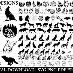 Wolf SVG | Wolf Silhouette | Wolf Cut Files | Wolf Design | Wolf Vector | Wolf SVG Cricut Silhouette Svg Eps Dxf Pdf Png Jpg Ai