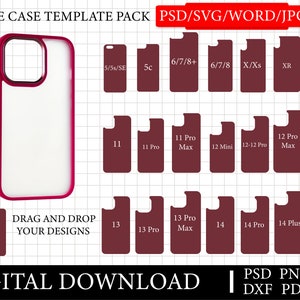 iPhone sublimatie sjabloon, telefoon geval sjabloon Pack SVG, Cricut vector bundel, sublimatie sjabloon voor telefoon gevallen clipart plotte