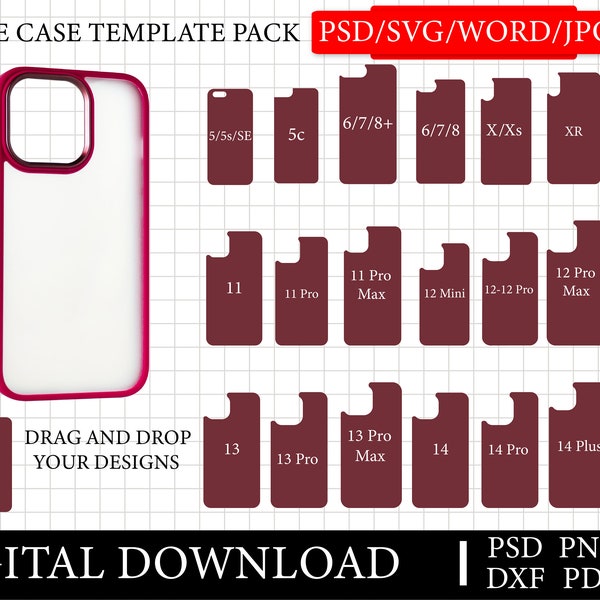 iPhone Sublimation Template , Phone Case Template Pack Svg , Cricut Vector Bundle , Sublimation Template for Phone Cases Clipart Plotte