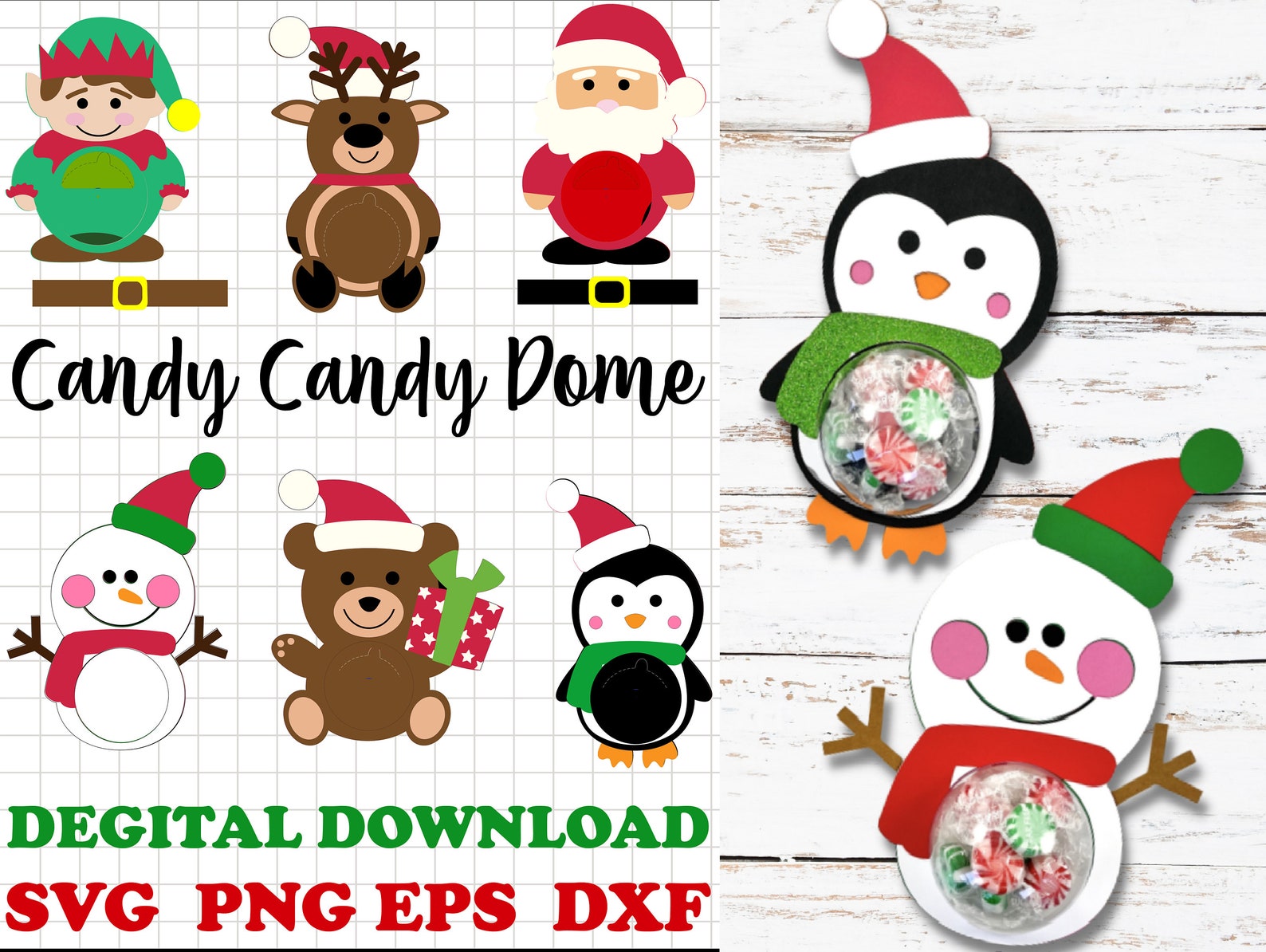 Stuffer Svg Christmas Candy Dome SVG Bundle, Candy Ornaments SVG, Party Favor ...