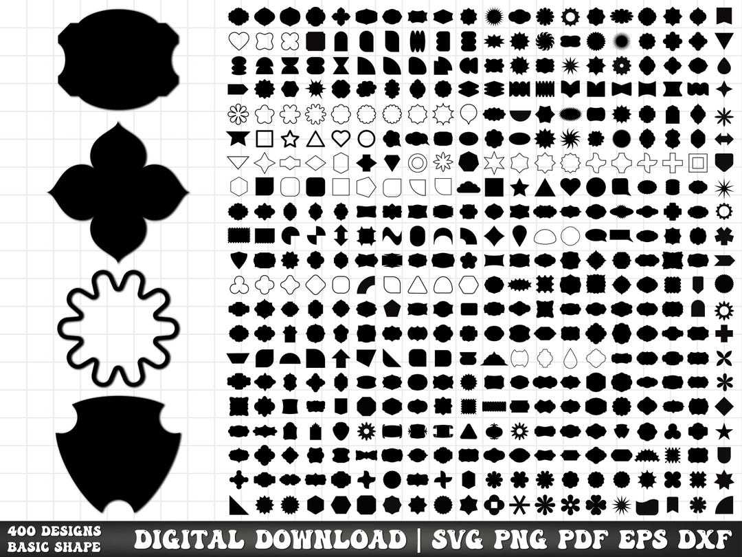 Basic Shape SVG Bundle, Frames, Labels, Banners (digital Download) - Etsy