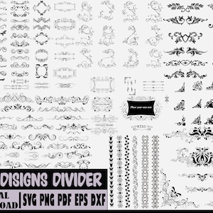 Decorative Elements SVG, Ornaments svg, Flourishes SVG, Swirls SVG, Text Divider Svg, Dividers Borders Svg, Text decoration svg, dxf