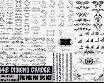 Decorative Elements SVG, Ornaments svg, Flourishes SVG, Swirls SVG, Text Divider Svg, Dividers Borders Svg, Text decoration svg, dxf