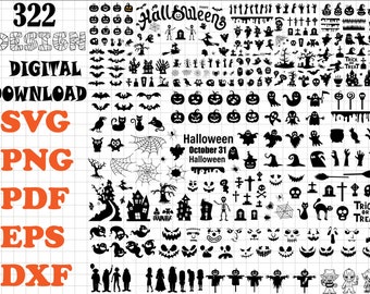 Pacchetto SVG di Halloween, pacchetto SVG di personaggi di Halloween, file Svg di Halloween per Cricut, file di taglio Svg di Halloween, Clipart di Halloween, zucca