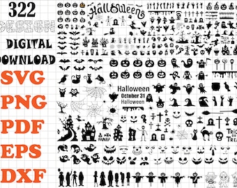 Pacchetto SVG di Halloween, pacchetto SVG di personaggi di Halloween, file Svg di Halloween per Cricut, file di taglio Svg di Halloween, Clipart di Halloween, zucca