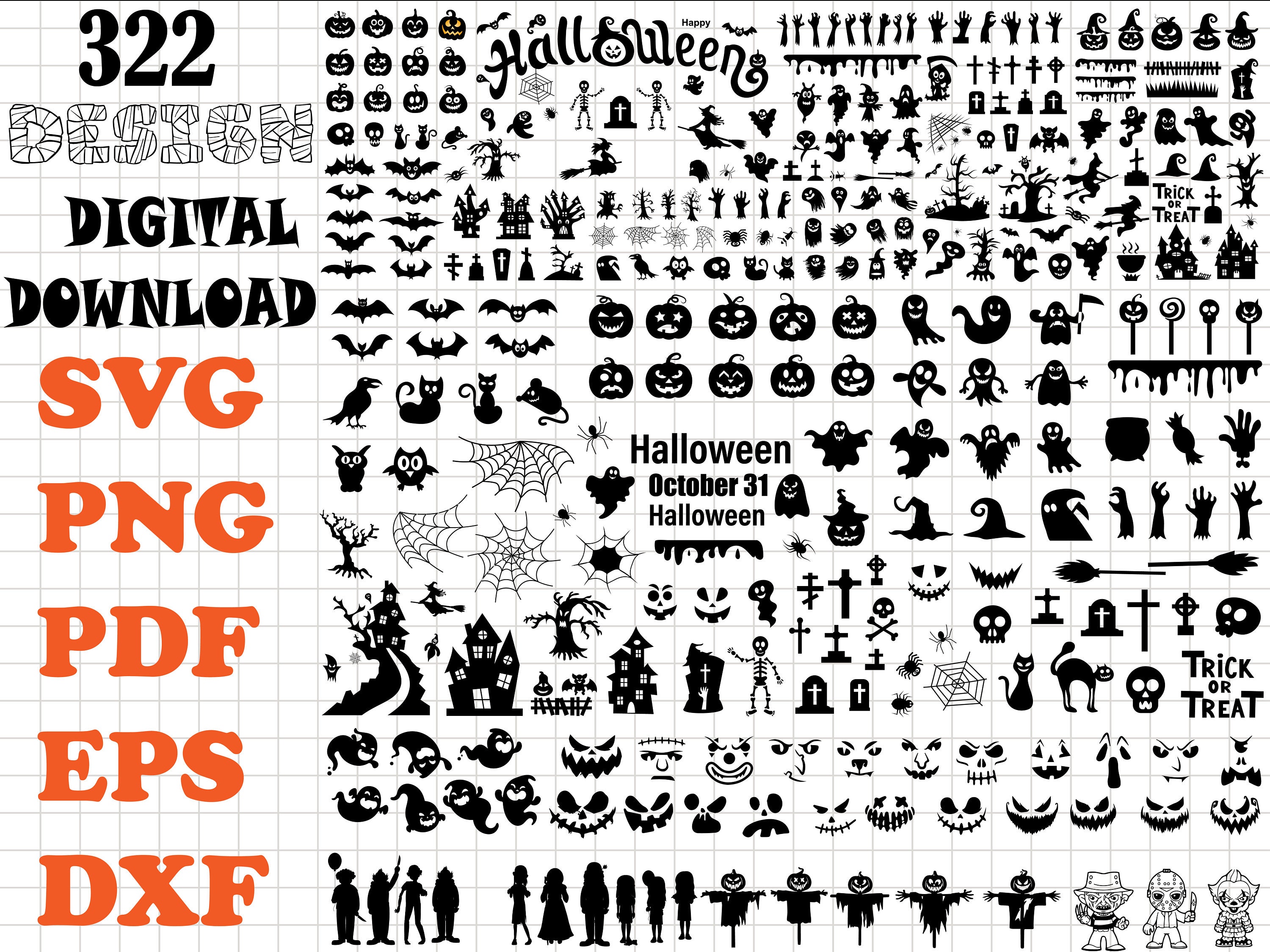 Halloween SVG Bundle, Halloween Character SVG Pack , Halloween Svg Files pour Cricut, Halloween Svg Cut Files, Halloween Clipart , pumpkin