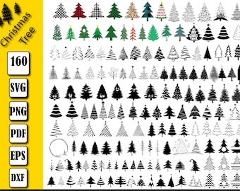 Christmas Tree SVG DXF PNG Bundle, Pine Tree svg, Christmas svg, Pine Hand Drawn svg, Christmas Tree Ornaments, Christmas Tree Earrings svg