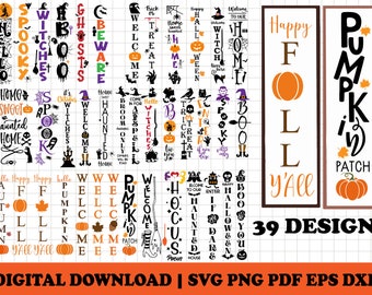 Halloween Porch Sign SVG Bundle, Tall Door Sign (Digital Download)
