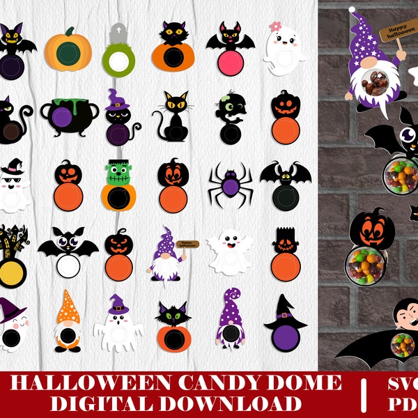 Halloween Candy Dome SVG Bundle, Halloween Candy Holder SVG, Candy Ornaments SVG, Chocolate holder svg, Party Favor, Trick or Treat Gifts