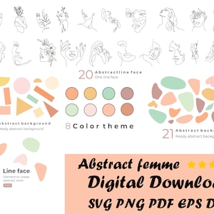 line art svg | line art svg bundle , Minimal Svg | floral line art svg | minimalist art | Woman, Flowers and Animals Bundle Svg + Png | Boho