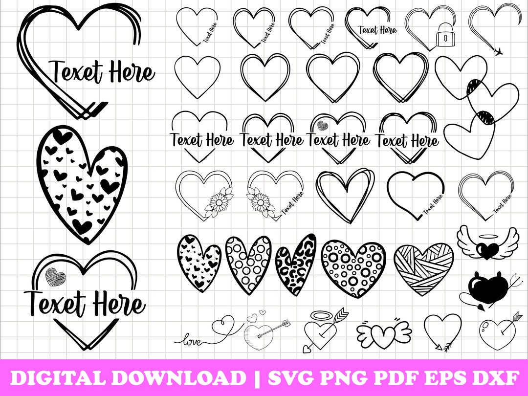 Doodle Heart SVG Bundle, Hand Drawn Hearts (digital Download) - Etsy
