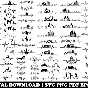 HEARTBEAT SVG Bundle, HEARTBEAT Clipart, Herzschlag Schneidedatei für Cricut, Herzschlag svg