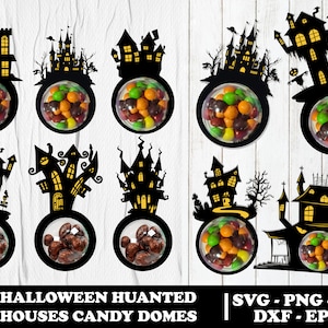 Halloween Candy Dome SVG Bundle, Haunted house candy dome svg, Candy Ornaments SVG, Chocolate holder svg, Party Favor, Trick or Treat Gifts