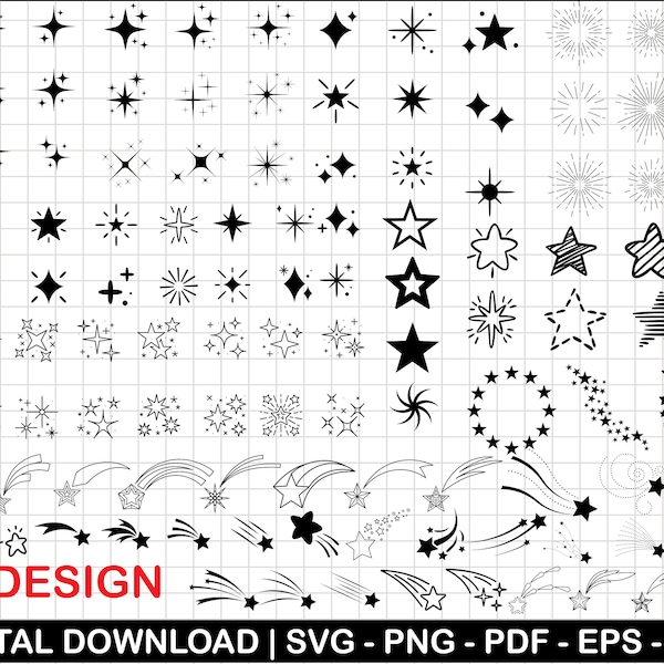 Sparkle, Stars Sparkle Svg Cut Files for Cricut,Clip Art, Jpg/Png/EPS/PDF/AI/Dxf