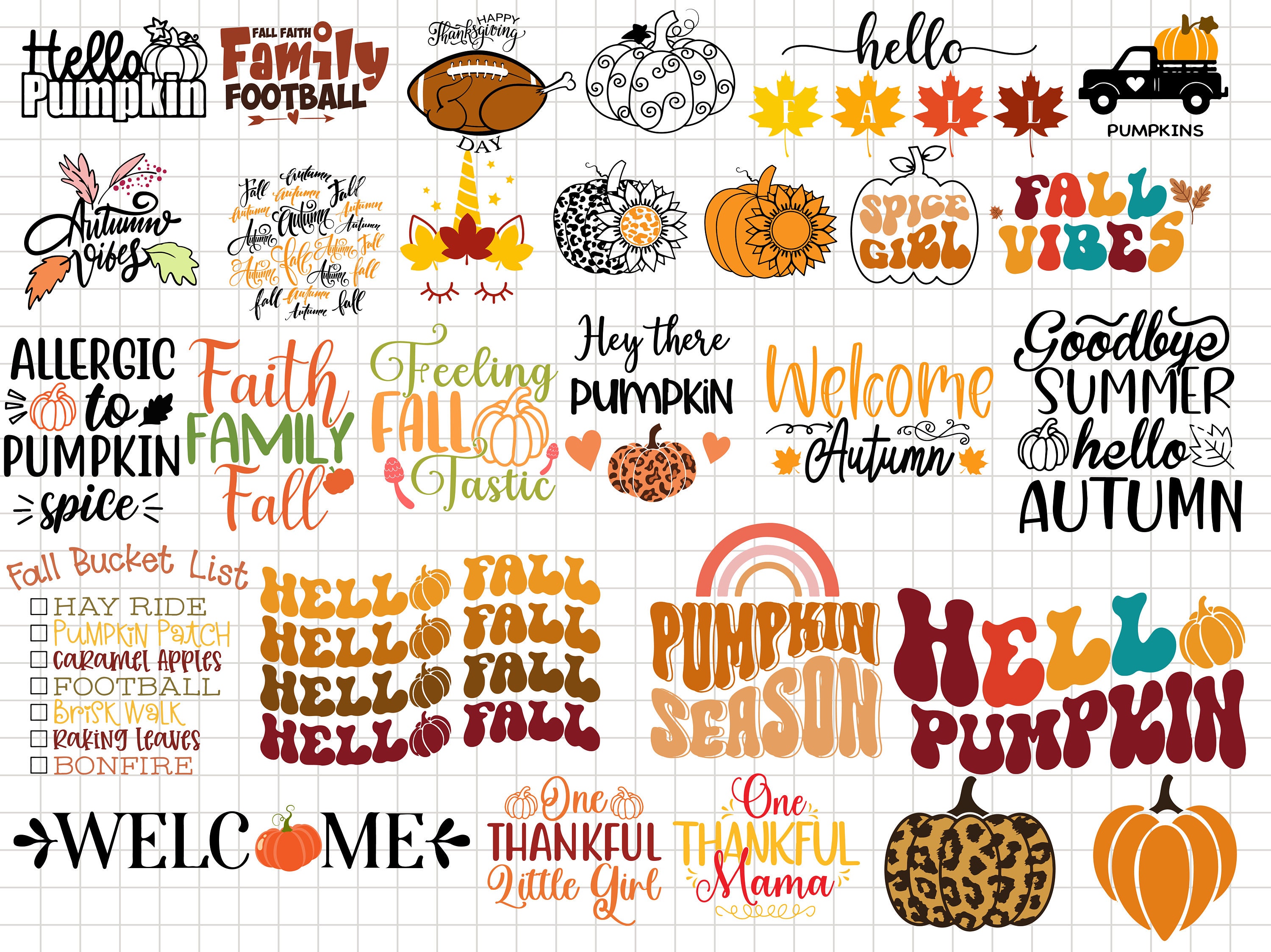 Fall Designs SVG Bundle, Autumn, Thanksgiving (digital Download) - Etsy