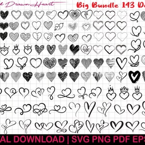 Heart Svg Bundle, Heart Svg, Hand Drawn Heart svg, Open Heart Svg, Doodle Heart Svg, Sketch Heart Svg, Love Svg,Valentine Svg,Cricut,Png,Dxf image 1